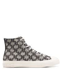Sneakers alte di tela grigio scuro di Karl Lagerfeld