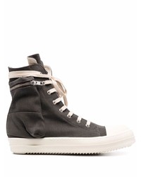 Sneakers alte di tela grigio scuro di Rick Owens DRKSHDW