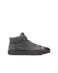 Sneakers alte di tela grigio scuro di Santoni