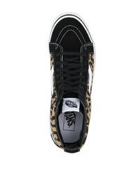 Sneakers alte di tela leopardate marrone chiaro di Vans