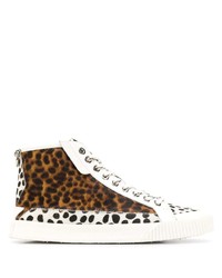 Sneakers alte di tela leopardate marroni di Jimmy Choo