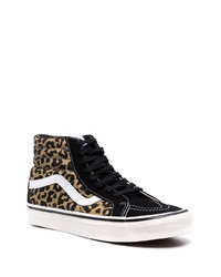 Sneakers alte di tela leopardate nere di Vans