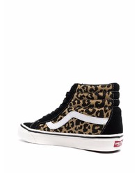 Sneakers alte di tela leopardate nere di Vans