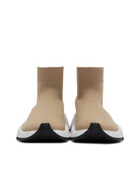 Sneakers alte di tela marrone chiaro di Balenciaga