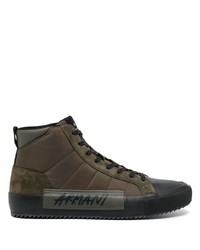 Sneakers alte di tela marrone scuro di Armani Exchange