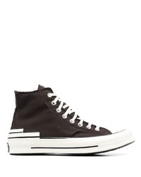 Sneakers alte di tela marrone scuro di Converse