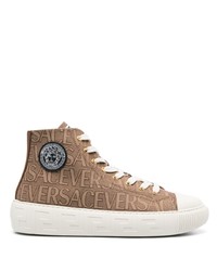 Sneakers alte di tela marroni di Versace
