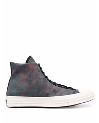 Sneakers alte di tela mimetiche grigio scuro di Converse