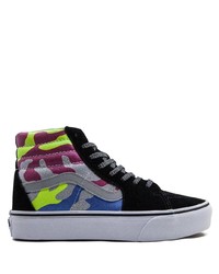 Sneakers alte di tela mimetiche multicolori di Vans