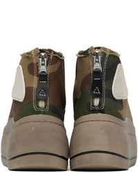 Sneakers alte di tela mimetiche verde oliva di R13