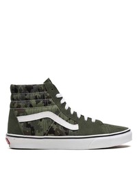 Sneakers alte di tela mimetiche verde scuro di Vans
