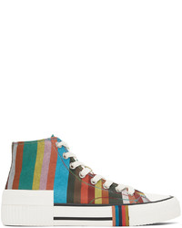 Sneakers alte di tela multicolori di Paul Smith