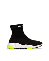 Sneakers alte di tela nere e bianche di Balenciaga