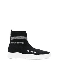 Sneakers alte di tela nere e bianche di Chiara Ferragni