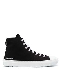 Sneakers alte di tela nere e bianche di DSQUARED2
