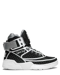 Sneakers alte di tela nere e bianche di Ewing