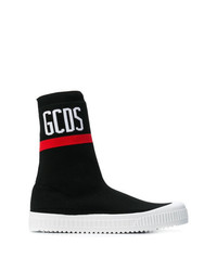 Sneakers alte di tela nere e bianche di Gcds