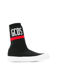 Sneakers alte di tela nere e bianche di Gcds