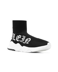 Sneakers alte di tela nere e bianche di Philipp Plein