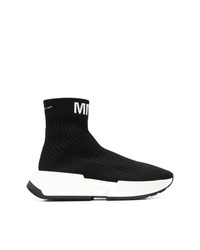 Sneakers alte di tela nere e bianche di MM6 MAISON MARGIELA