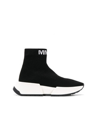 Sneakers alte di tela nere e bianche di MM6 MAISON MARGIELA