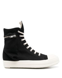 Sneakers alte di tela nere e bianche di Rick Owens DRKSHDW