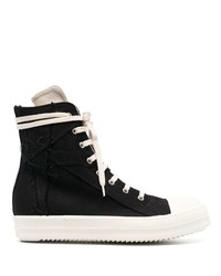 Sneakers alte di tela nere e bianche di Rick Owens DRKSHDW
