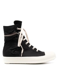 Sneakers alte di tela nere e bianche di Rick Owens