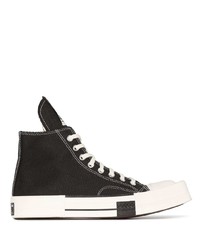 Sneakers alte di tela nere e bianche di Rick Owens