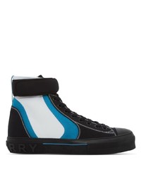 Sneakers alte di tela nere e blu di Burberry