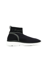 Sneakers alte di tela nere di Z Zegna