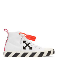 Sneakers alte di tela ricamate bianche e nere di Off-White
