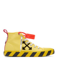 Sneakers alte di tela ricamate gialle di Off-White
