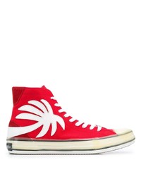 Sneakers alte di tela rosse e bianche di Palm Angels