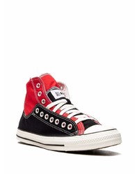 Sneakers alte di tela rosse e nere di Converse