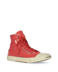 Sneakers alte di tela rosse di Balenciaga