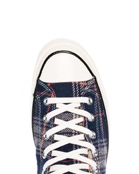 Sneakers alte di tela scozzesi blu scuro di Converse