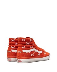 Sneakers alte di tela stampate arancioni di Vans