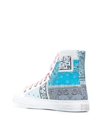 Sneakers alte di tela stampate azzurre di Amiri