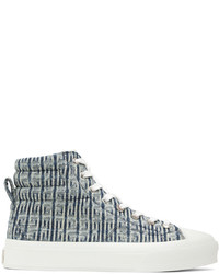 Sneakers alte di tela stampate azzurre di Givenchy
