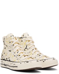 Sneakers alte di tela stampate beige di Converse