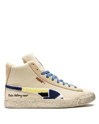 Sneakers alte di tela stampate beige di Puma