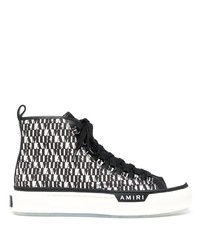 Sneakers alte di tela stampate bianche e nere di Amiri