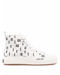Sneakers alte di tela stampate bianche e nere di Amiri