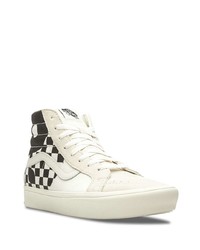 Sneakers alte di tela stampate bianche e nere di Vans