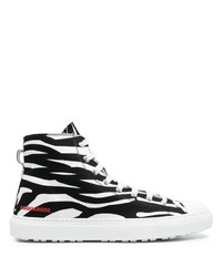 Sneakers alte di tela stampate bianche e nere di DSQUARED2