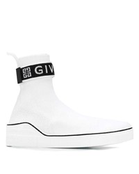 Sneakers alte di tela stampate bianche e nere di Givenchy