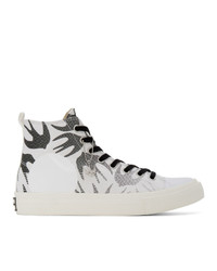 Sneakers alte di tela stampate bianche e nere di McQ Alexander McQueen