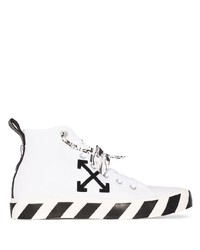 Sneakers alte di tela stampate bianche e nere di Off-White