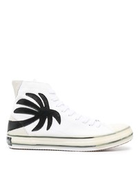 Sneakers alte di tela stampate bianche e nere di Palm Angels